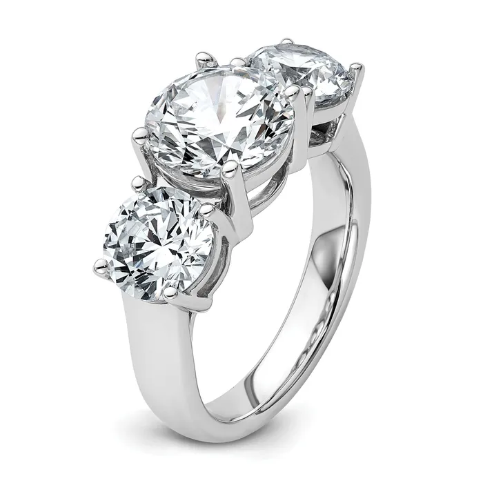 Goldia 14k White Gold 5 Ct Certified Lab Grown Diamond VSSI G Three Stone Engagement Ring Rings