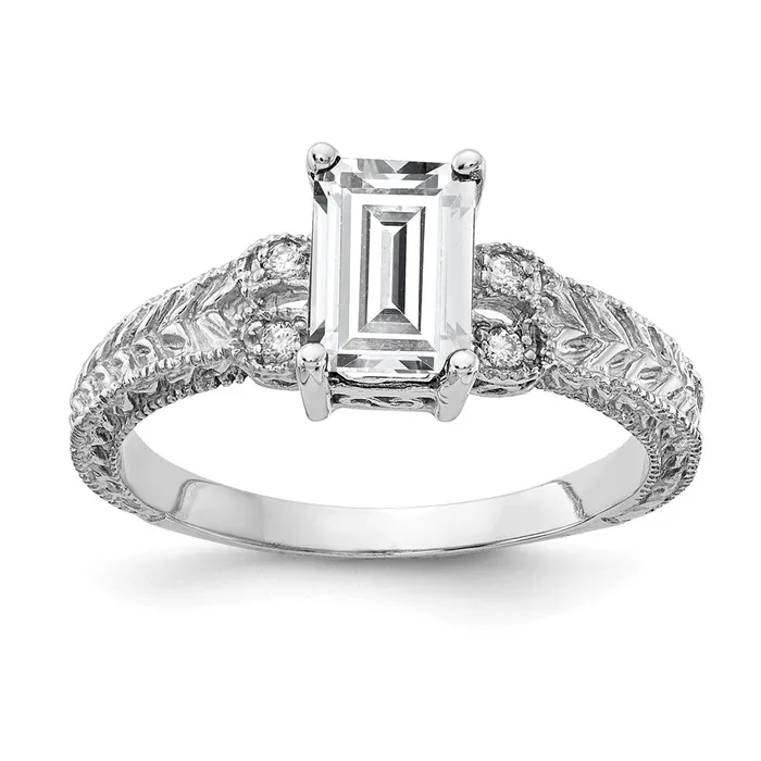 Goldia 14k White Gold 7x5mm Emerald Cut Cubic Zirconia AA Diamond Ring Rings Goldia 14k White Gold 7x5mm Emerald Cut Cubic Zirconia AA Diamond Ring Rings