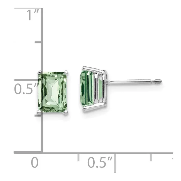 Goldia 14k White Gold 7x5mm Octagon CheckerCut Green Quartz Earrings Earrings