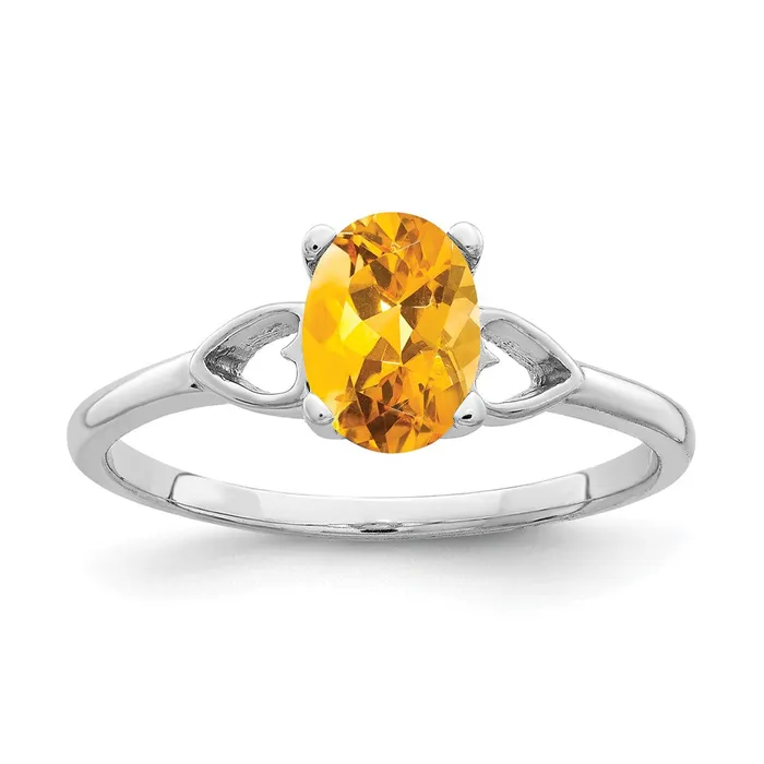 Goldia 14k White Gold 7x5mm Oval Citrine ring Rings