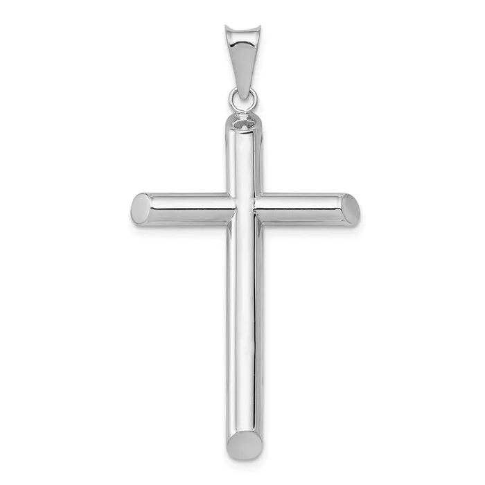Goldia 14k White Gold Polished Tube Cross Pendant Necklaces