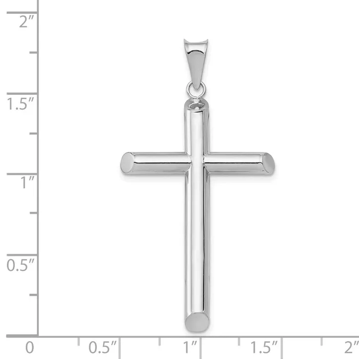 Goldia 14k White Gold Polished Tube Cross Pendant Necklaces