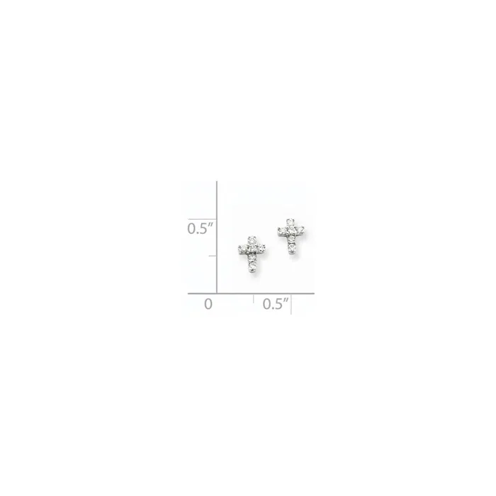 Goldia 14k White Gold Real Diamond Cross Earrings Earrings
