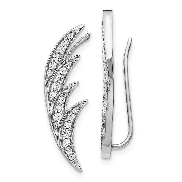 Goldia 14k White Gold Real Diamond Ear Climber Earrings Earrings
