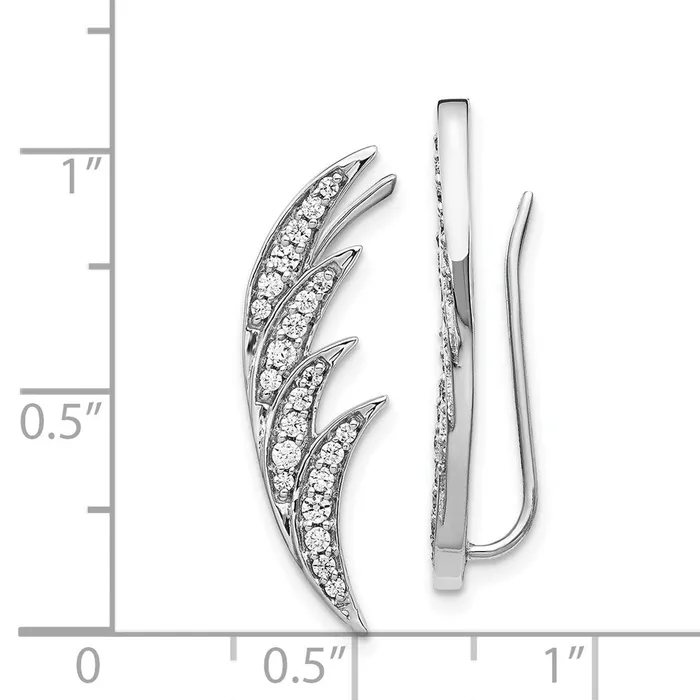 Goldia 14k White Gold Real Diamond Ear Climber Earrings Earrings