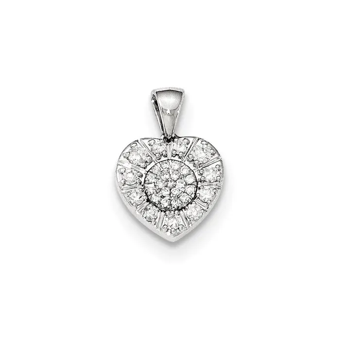 Goldia 14k White Gold Real Diamond Heart Pendant Necklaces