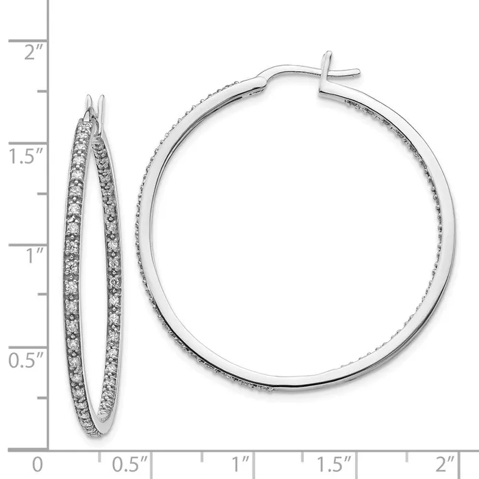 Goldia 14k White Gold Real Diamond InOut Hoop Earrings Earrings
