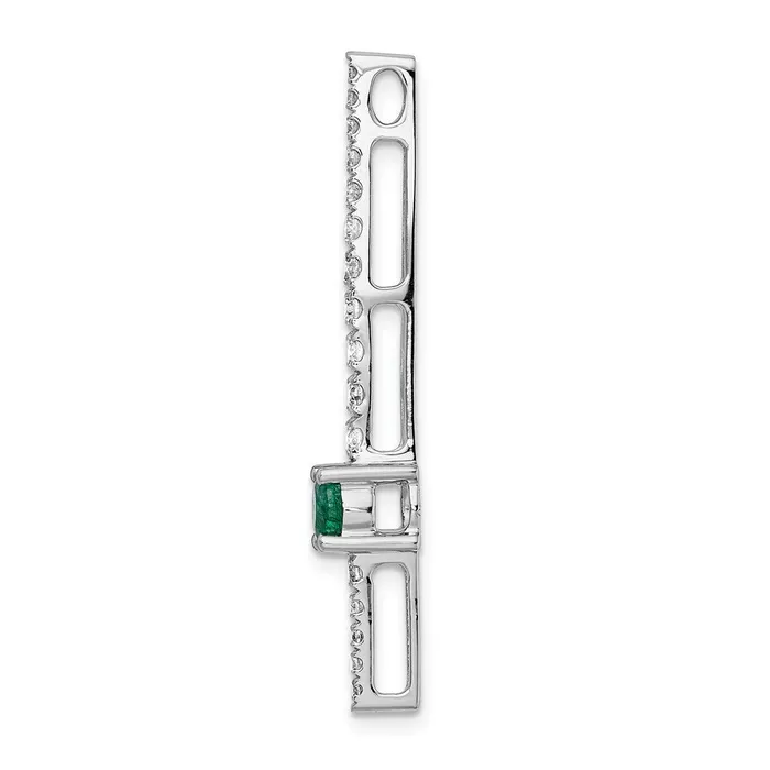 Goldia 14k White Gold Real Diamond u0026 Emerald Fancy Chain Slide Earrings