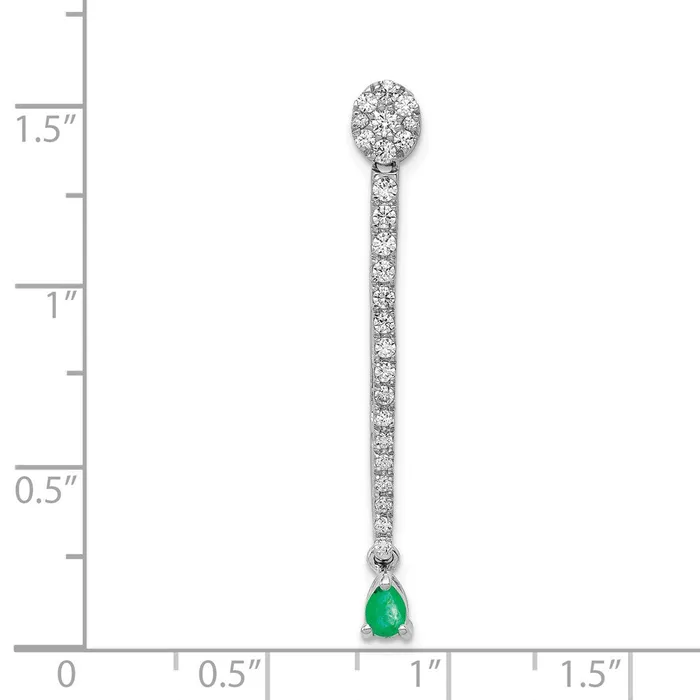 Goldia 14k White Gold Real Diamond u0026 Teardrop Emerald Fancy Pendant Necklaces