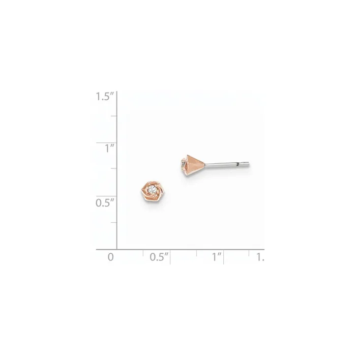 Goldia 14K White Gold wRose Rhodium Real Diamond Post Earrings Earrings