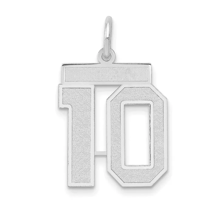 Goldia 14k White Goldw Medium Satin Number 10 Charm Charm Necklaces