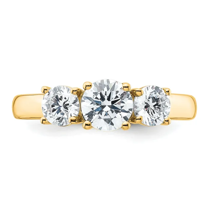Goldia 14k Yellow Gold 1 12 Ct Certified Lab Grown Diamond VSSI G Three Stone Engagement Ring Rings