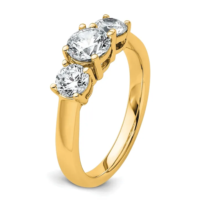 Goldia 14k Yellow Gold 1 12 Ct Certified Lab Grown Diamond VSSI G Three Stone Engagement Ring Rings