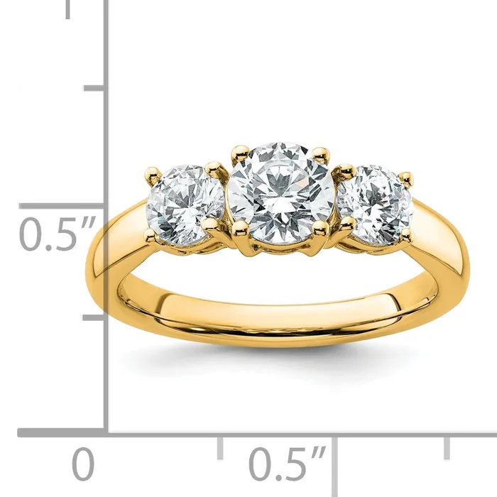 Goldia 14k Yellow Gold 1 12 Ct Certified Lab Grown Diamond VSSI G Three Stone Engagement Ring Rings