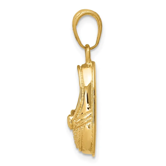 Goldia 14k Yellow Gold 3D Baby Shoe with Bow Pendant Necklaces