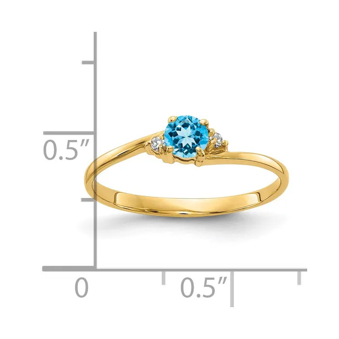 Goldia 14K Yellow Gold 4mm Blue Topaz A Real Diamond ring Rings