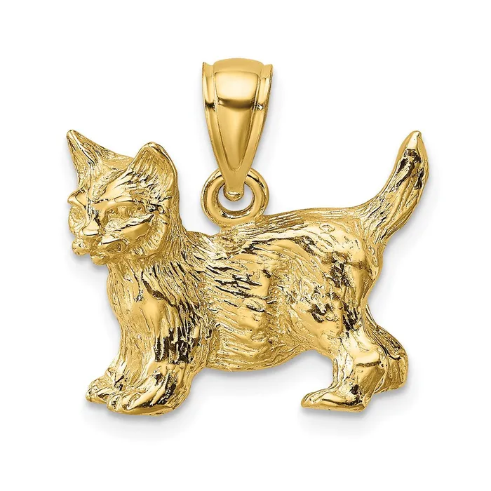 Goldia 14k Yellow Gold Cat Standing wRaised Tail Charm Charm Necklaces