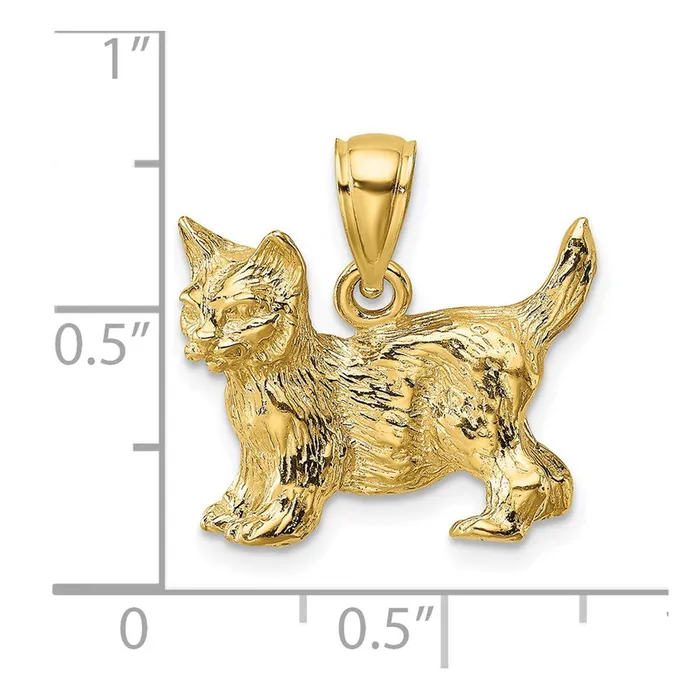 Goldia 14k Yellow Gold Cat Standing wRaised Tail Charm Charm Necklaces