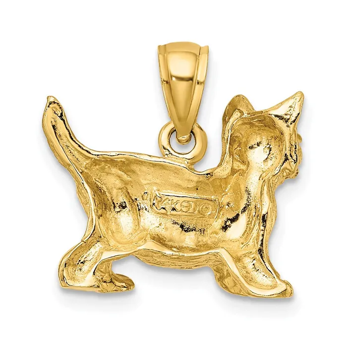 Goldia 14k Yellow Gold Cat Standing wRaised Tail Charm Charm Necklaces
