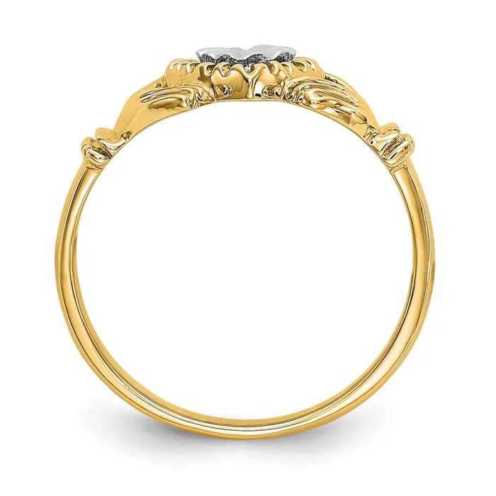 Goldia 14k Yellow Gold DiamondCut u0026 Rhodium Claddagh Ring Rings