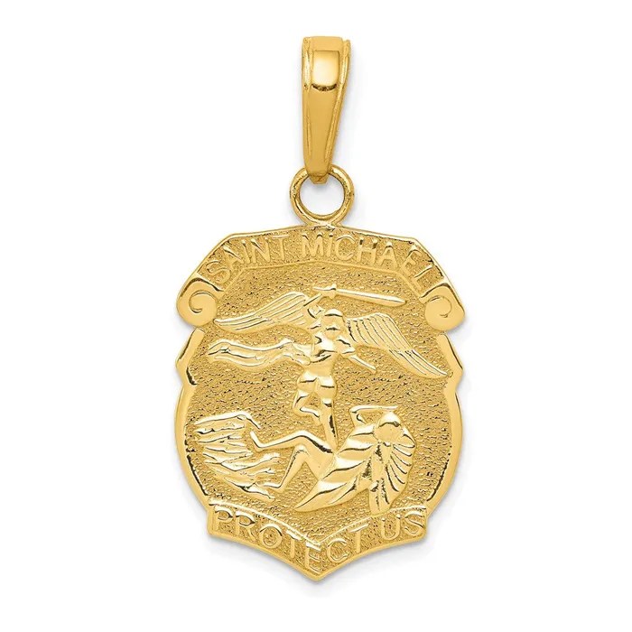 Goldia 14k Yellow Gold Saint Michael Medal Badge Pendant PreStyled Sets