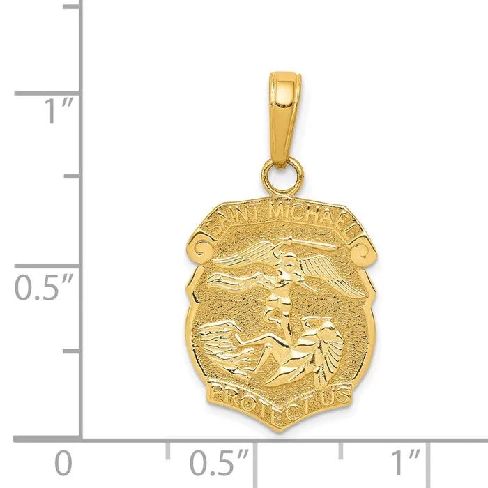 Goldia 14k Yellow Gold Saint Michael Medal Badge Pendant PreStyled Sets
