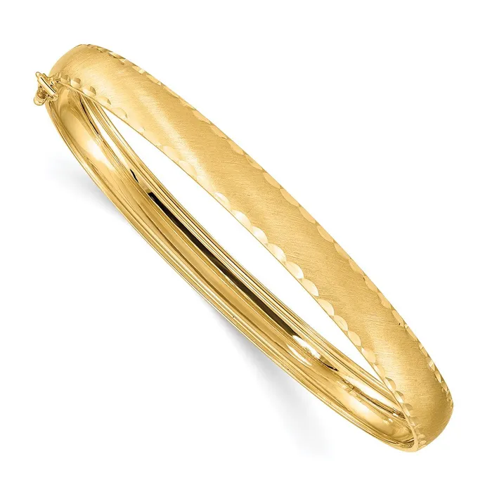 Goldia 14k Yellow Gold Satin Diamondcut Edge Oval Flexible Bangle Rings Goldia 14k Yellow Gold Satin Diamondcut Edge Oval Flexible Bangle Rings