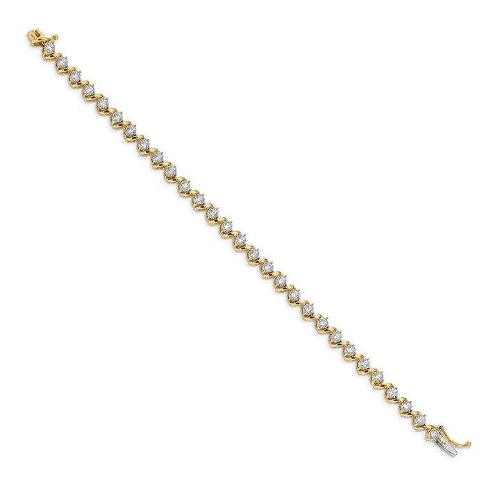 Goldia Bracelets 14k Yellow Gold 2 Ct Lab Grown Diamond VSSI G 725 inch Fancy Tennis Bracelet
