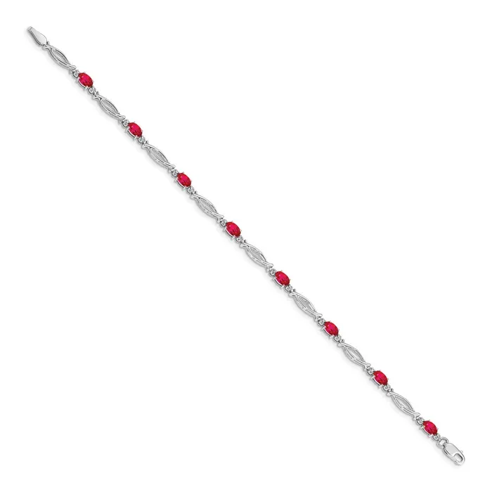 goldiaca Bracelets 14k White Gold Natural Diamond and Ruby Bracelet
