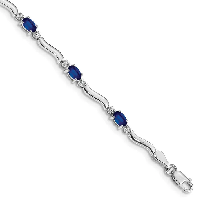 goldiaca Bracelets 14k White Gold Natural Diamond and Sapphire Bracelet goldiaca Bracelets 14k White Gold Natural Diamond and Sapphire Bracelet