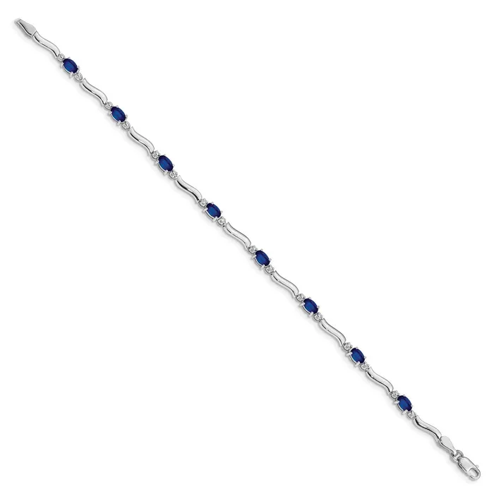 goldiaca Bracelets 14k White Gold Natural Diamond and Sapphire Bracelet