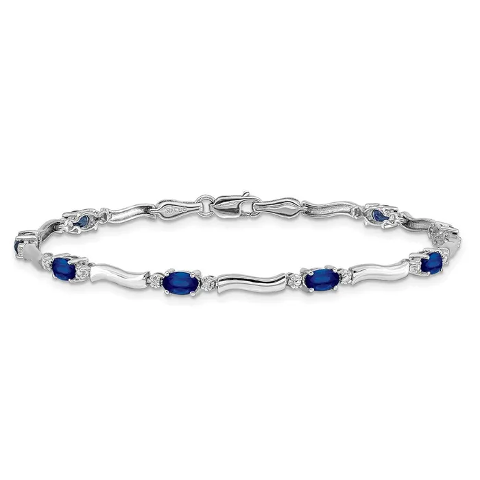 goldiaca Bracelets 14k White Gold Natural Diamond and Sapphire Bracelet