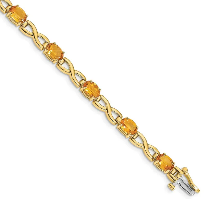 goldiaca Bracelets 14k Yellow Gold 7x5mm Oval Citrine Bracelet