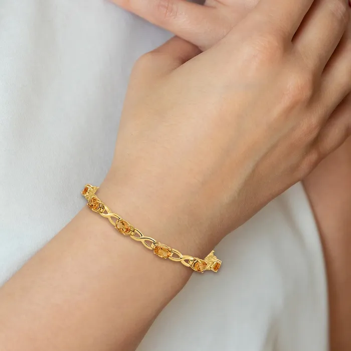 goldiaca Bracelets 14k Yellow Gold 7x5mm Oval Citrine Bracelet