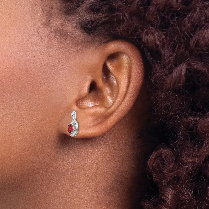 goldiaca Earrings 14k White Gold Garnet Diamond Earring