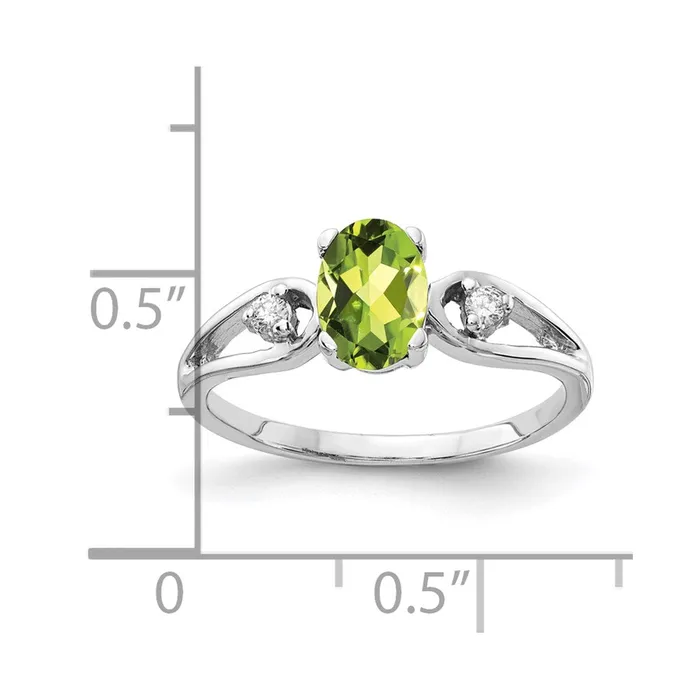goldiaca Rings 14k White Gold 7x5mm Oval Peridot Checker AA Real Diamond ring goldiaca Rings 14k White Gold 7x5mm Oval Peridot Checker AA Real Diamond ring