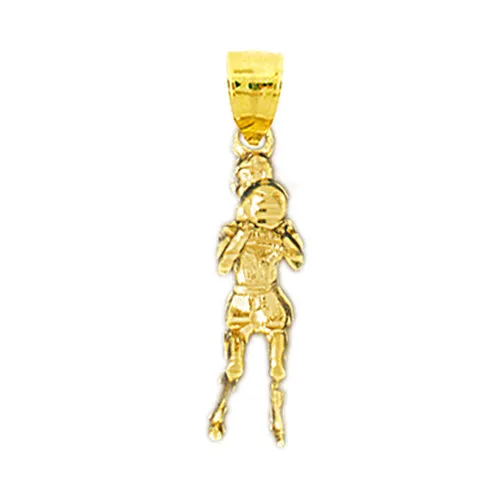 Goldia Charm Necklaces 14K Gold 3D Basketball Player Charm