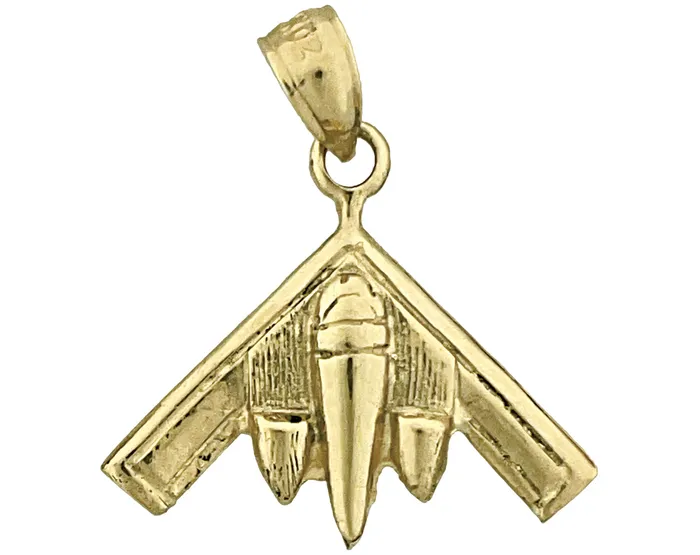 Goldia Charm Necklaces 14K Gold B2 Spirit Stealth Aircraft Charm