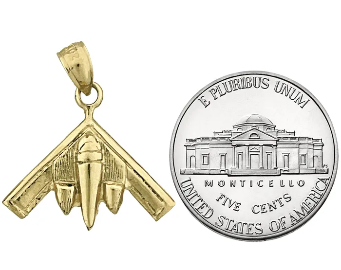 Goldia Charm Necklaces 14K Gold B2 Spirit Stealth Aircraft Charm