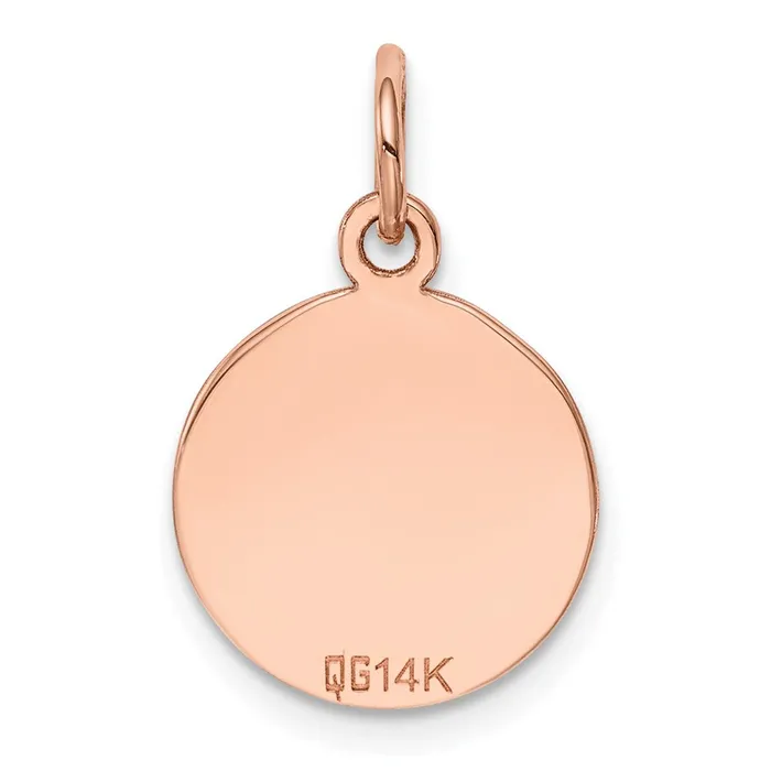 Goldia Charm Necklaces 14k Rose Gold Plain 035 Gauge Circular Engraveable Disc Charm