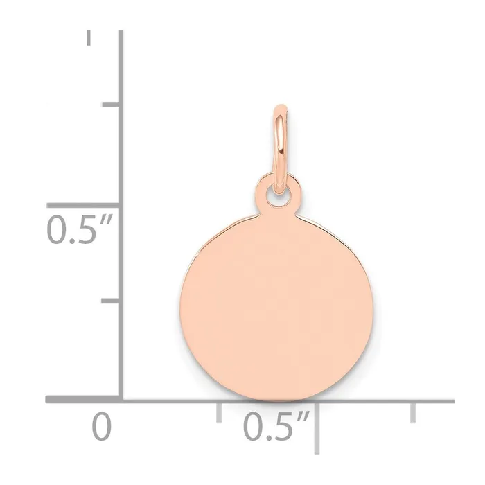 Goldia Charm Necklaces 14k Rose Gold Plain 035 Gauge Circular Engraveable Disc Charm