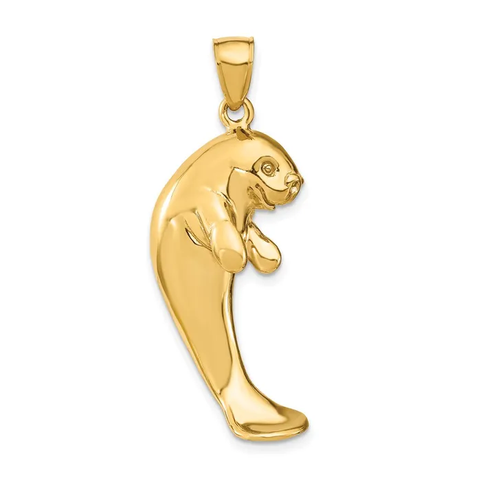 Goldia Charm Necklaces 14k Yellow Gold 2D Polished Single Manatee Charm