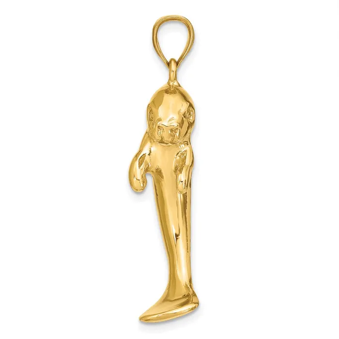 Goldia Charm Necklaces 14k Yellow Gold 2D Polished Single Manatee Charm
