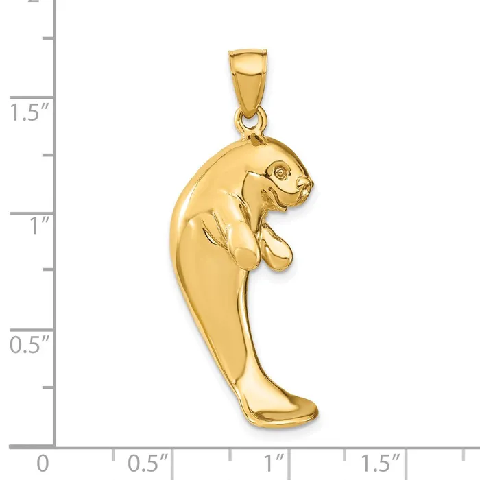 Goldia Charm Necklaces 14k Yellow Gold 2D Polished Single Manatee Charm