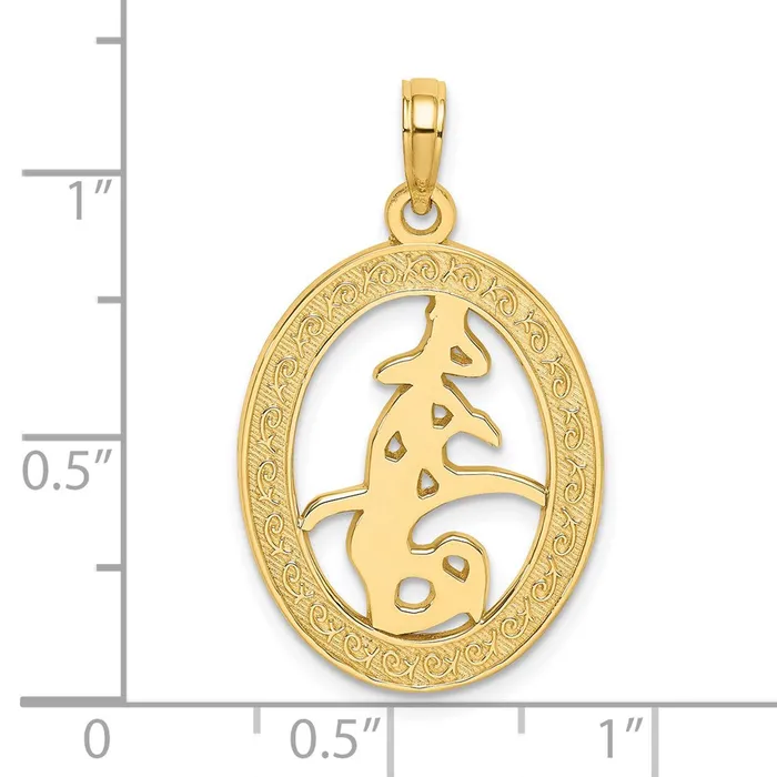 Goldia Charm Necklaces 14k Yellow Gold Chinese Love Symbol In Engraved Oval Frame Charm