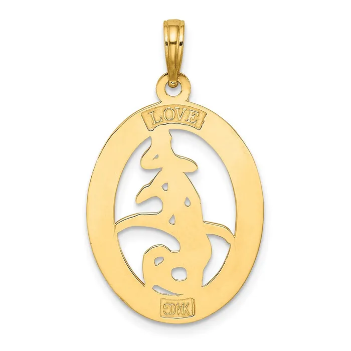 Goldia Charm Necklaces 14k Yellow Gold Chinese Love Symbol In Engraved Oval Frame Charm