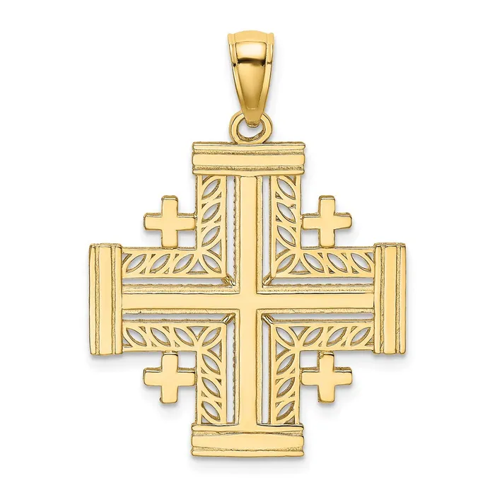 Goldia Charm Necklaces 14k Yellow Gold CutOut Jerusalem Cross Charm