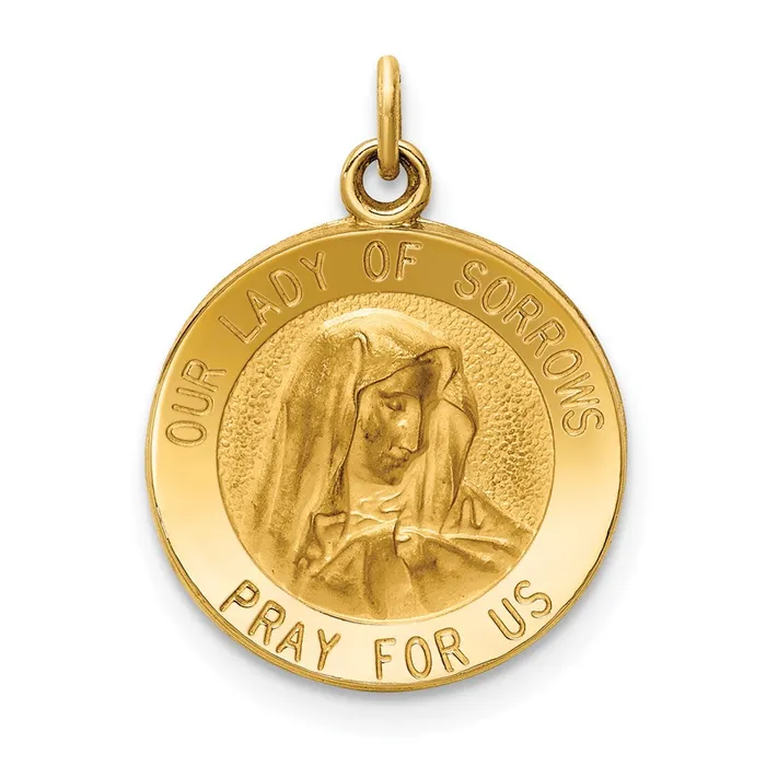 Goldia Charm Necklaces 14k Yellow Gold Our Lady of Sorrows Medal Charm