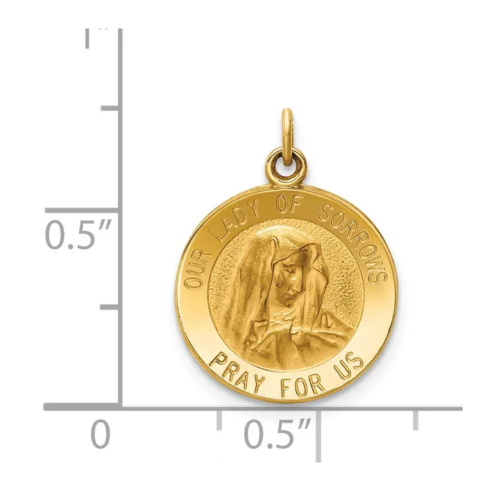 Goldia Charm Necklaces 14k Yellow Gold Our Lady of Sorrows Medal Charm