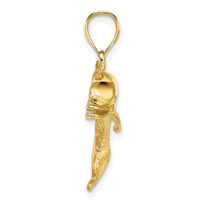 Goldia Charm Necklaces 14k Yellow Gold Polished and Textrued Open Mouth Dolphin Charm